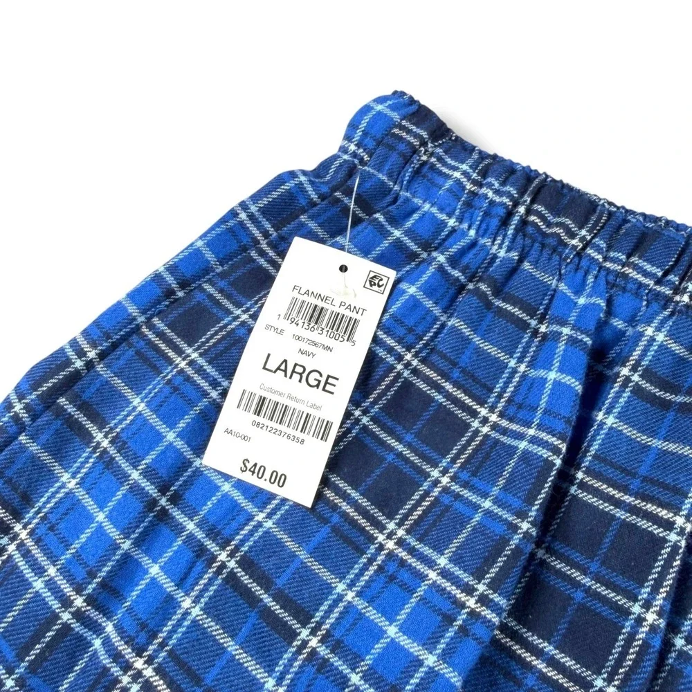 NWT Club Room Flannel Pajama Pants Mens Navy Blue Plaid XXL 100172567MN‎